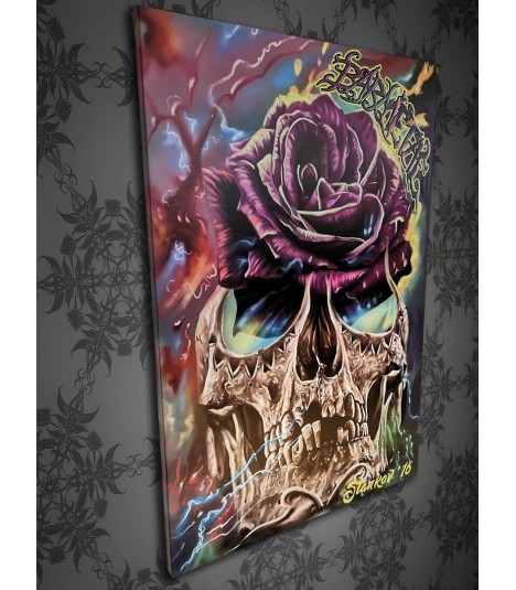 Barmetal Leinwand 90x60 CM Skull Rose