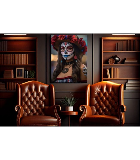 Barmetal Leinwand 90 CM x 60 CM La Catrina Mexiko