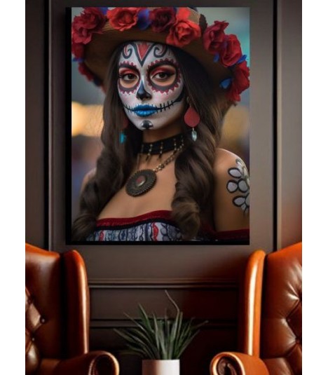 Barmetal Leinwand 90 CM x 60 CM La Catrina Mexiko