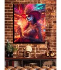 Barmetal Leinwand 40 CM x 50 CM Neon Lights La Catrina Smoking