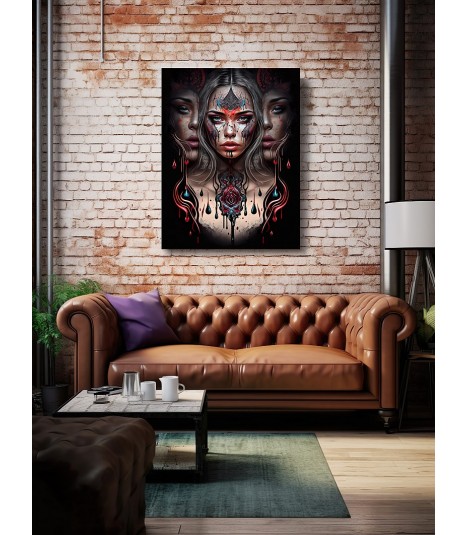 Barmetal Leinwand 90 CM x 60 CM Dark Art Mandala Woman