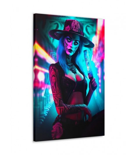 Barmetal Leinwand 80 CM x 60 CM Cyberpunk Cowgirl