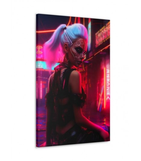 Barmetal Leinwand 80 CM x 60 CM Cyberpunk Girl