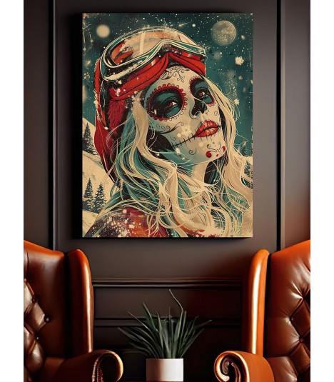 Barmetal Leinwand 90 CM x 60 CM Santa Claus La Catrina